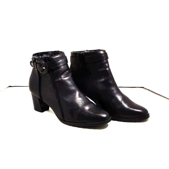 Thom Mcan ankle boots black leather ankle Size: 7W - Picture 1 of 4